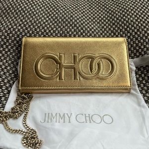 ✨ BRAND NEW Jimmy Choo Santini Gold Crossbody/Clutch✨